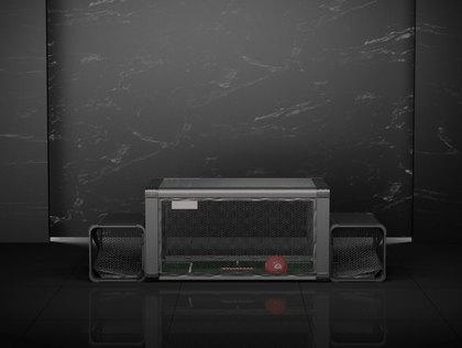 Subsoccer S7 durable indoor and outdoor table soccer game with black frame and red ball on sleek black marble background