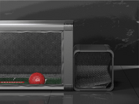 Close-up of Subsoccer S7 goal with red ball inside, showcasing durable and sleek design for indoor and outdoor play.