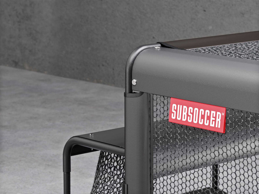 Portable and lightweight Subsoccer S3 bench soccer game with net tabletop, easy to assemble and store.