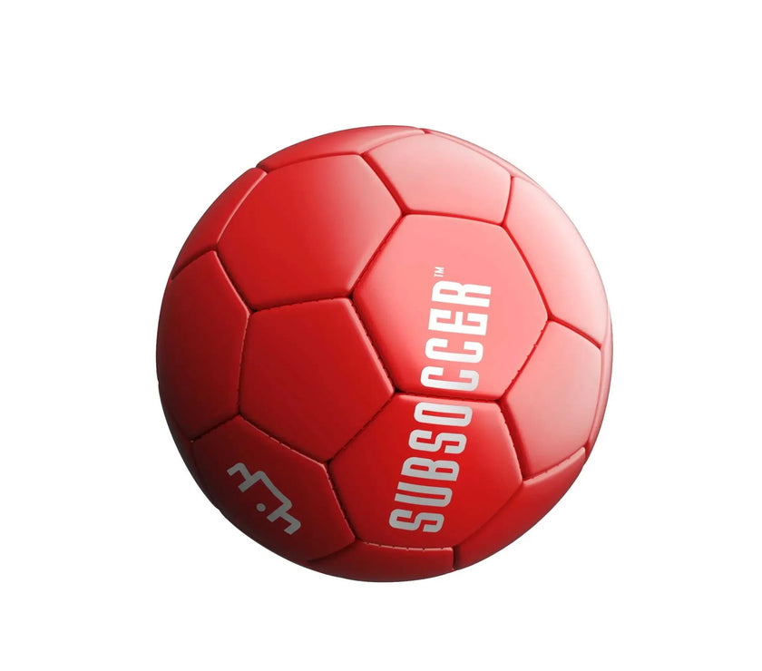 Subsoccer Ball - Red Subsoccer Gaming Ball with white logo and hexagonal panels